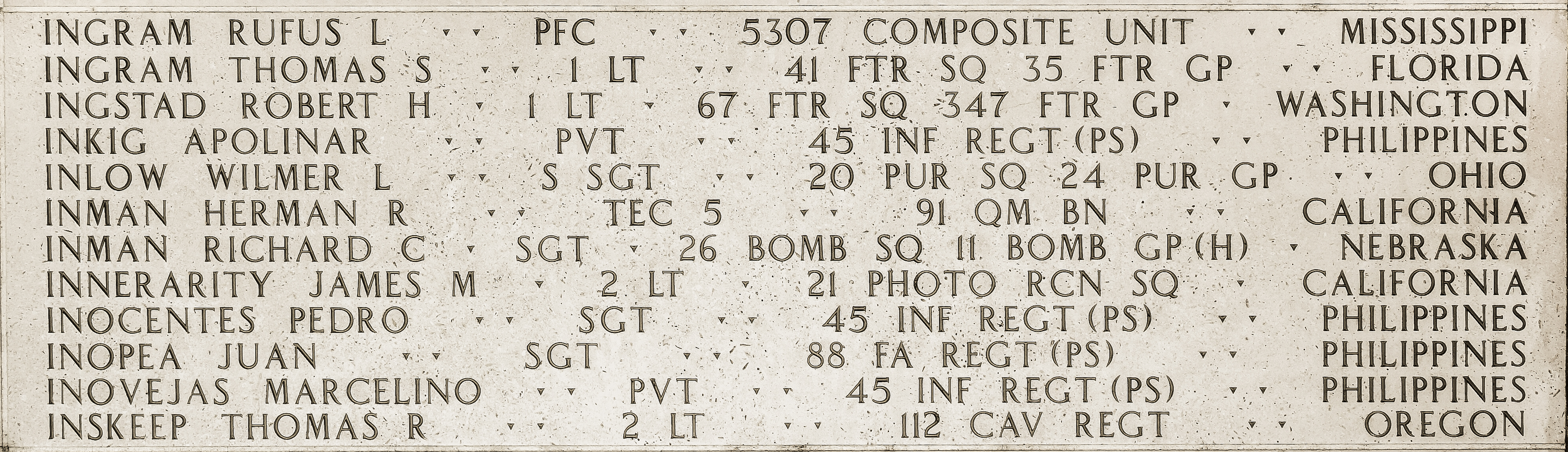 Thomas S. Ingram, First Lieutenant